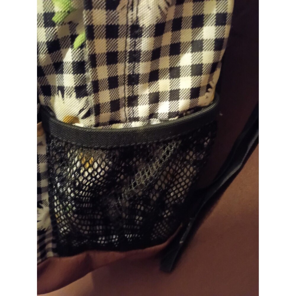 Jansport Cool Backpack Black & White Gingham Daisy Floral Brown Trim Please Read - Picture 8 of 16